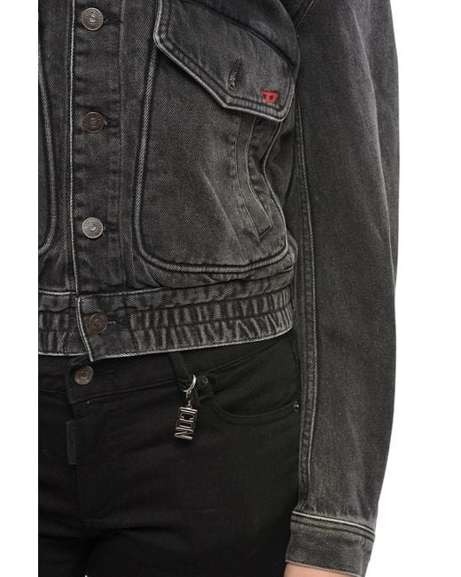 DIESEL Black Solid Shirt Collar Jacket