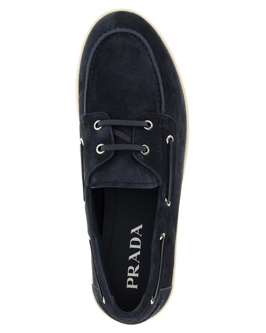 Prada Blue Solid Loafers for men