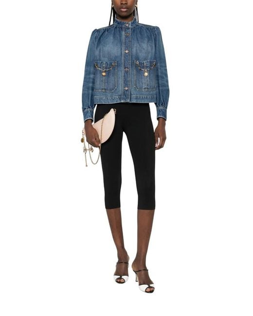 Chloé Blue Solid Mandarin Collar Jacket