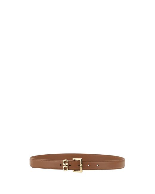 Ferragamo Brown Solid Buckle Belt