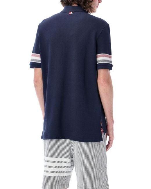 Thom Browne Blue Stripes Polo for men
