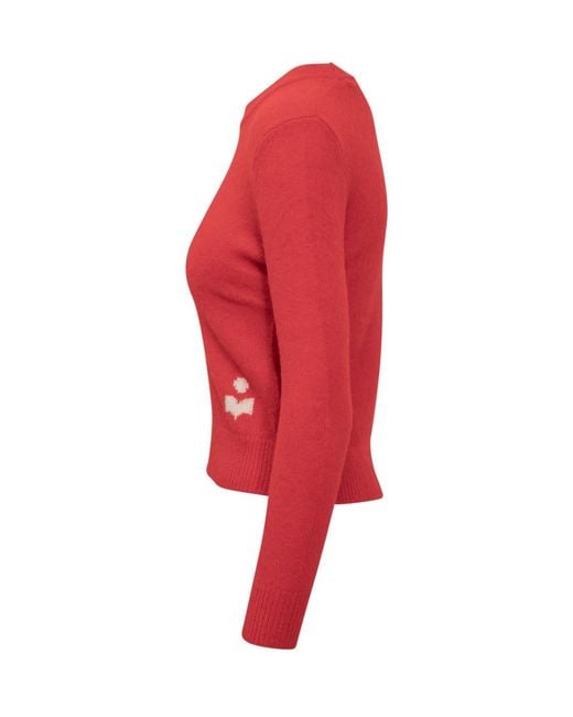 Isabel Marant Red Solid Crew Neck Sweater