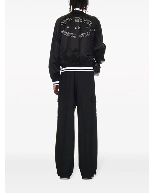 Off-White c/o Virgil Abloh Black Polyester Bomber Jacket With Contrast Detailing for men