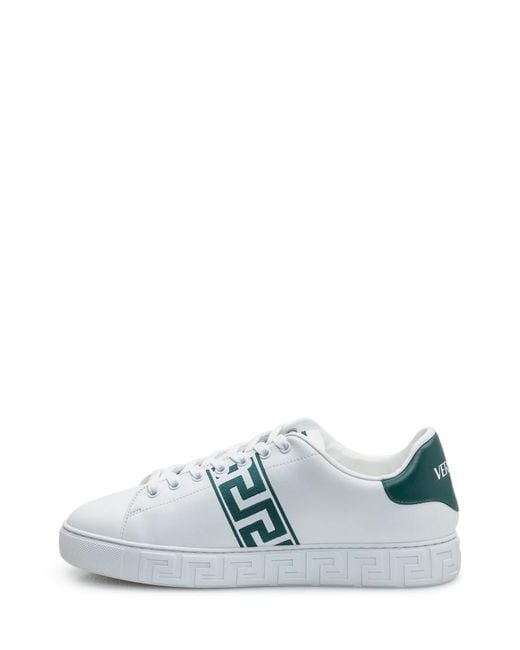 Versace White Logo Greca Sneakers for men