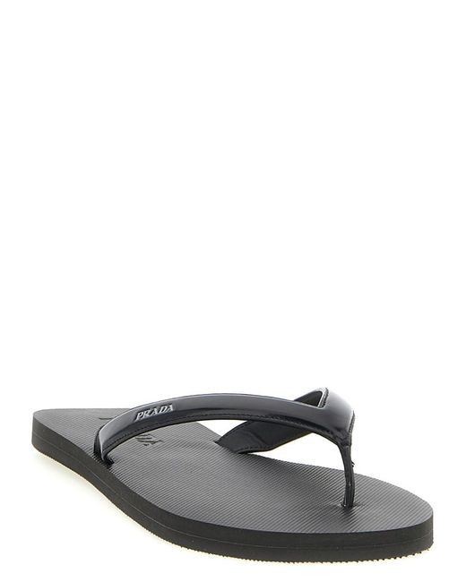 Prada Black Solid Collection Slippers for men