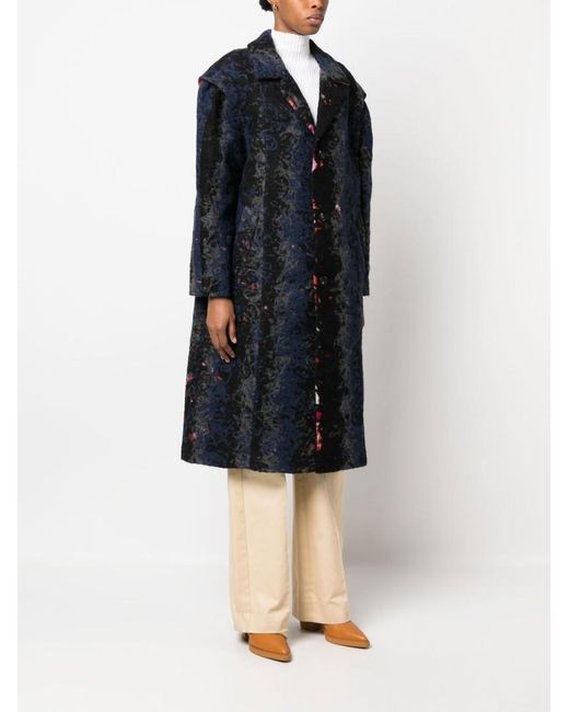 VITELLI Blue Recycled Wool Floral Coat