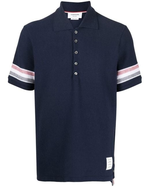 Thom Browne Blue Stripes Polo for men