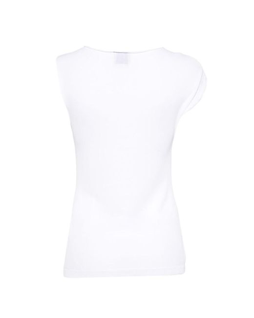 Alysi White Round Neck Top