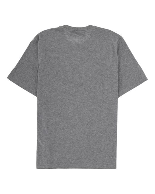MSGM Gray Sequin Floral Patch Cotton T-Shirt