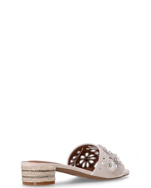 Kurt Geiger Natural Floral Sandals