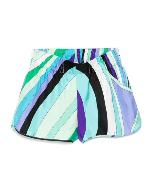 Emilio Pucci Blue Printed Silk Shorts