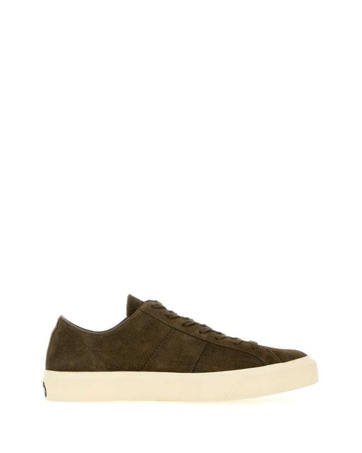 Tom Ford Green Solid Cambridge Sneakers for men