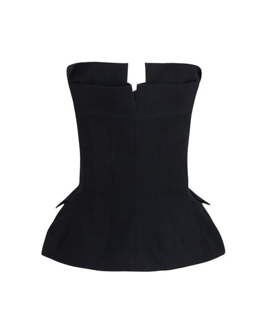Magda Butrym Black Solid Strapless Top