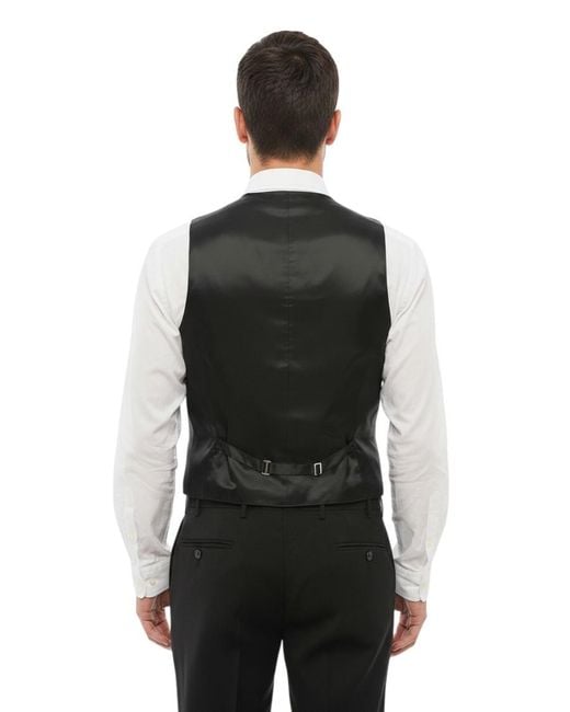 Corneliani Black Charcoal Solid Waistcoat for men
