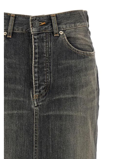 Balenciaga Gray 'Lace Up' Denim Skirt