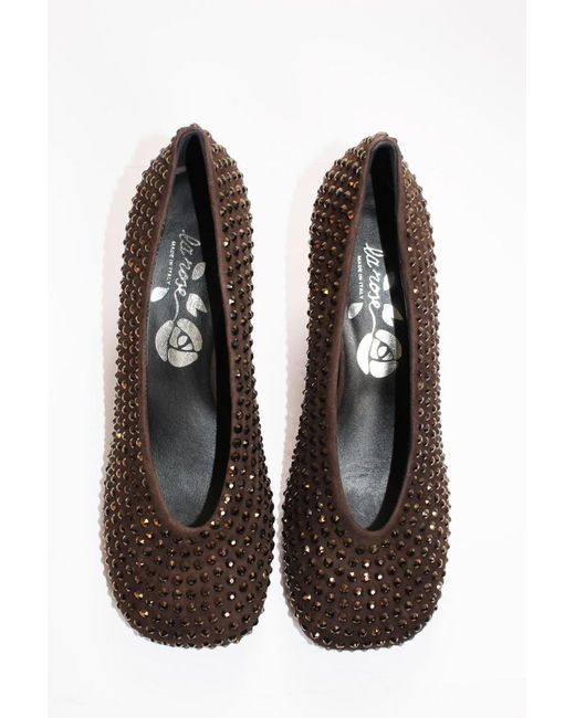 LA ROSE Brown Crystal Pumps