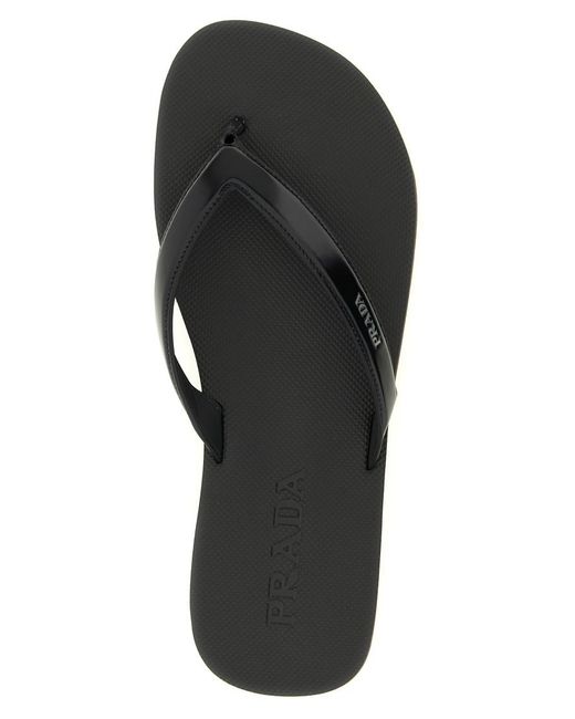 Prada Black Solid Collection Slippers for men