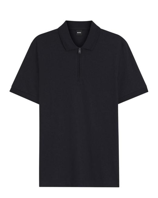 Boss Black Solid Shirt Collar Polo for men