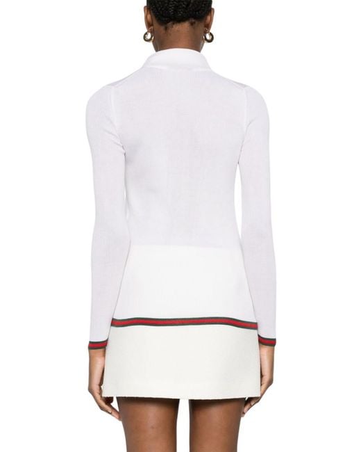 Gucci White Solid Shirt Collar Polo
