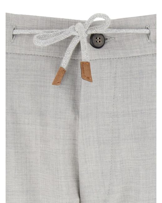 Eleventy Gray Slim Drawstring Trousers for men