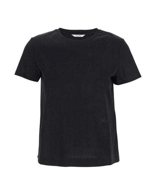 Max Mara Black Solid Crew Neck T-Shirt