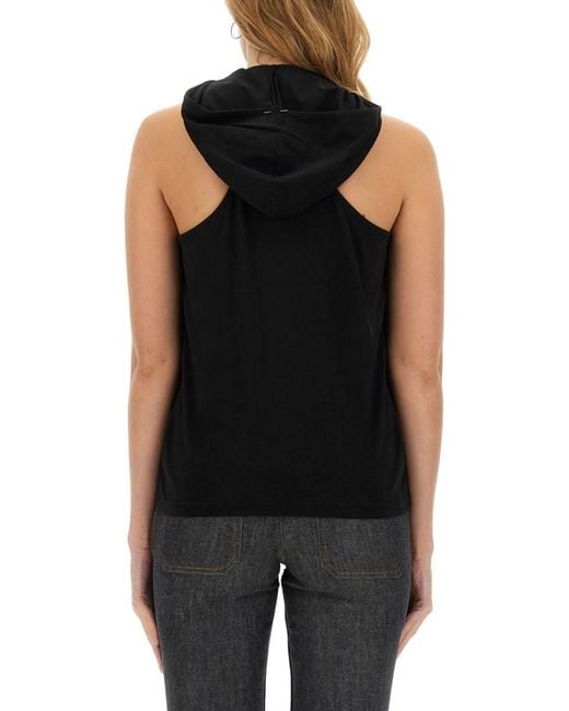 Courreges Black Solid Hood Top