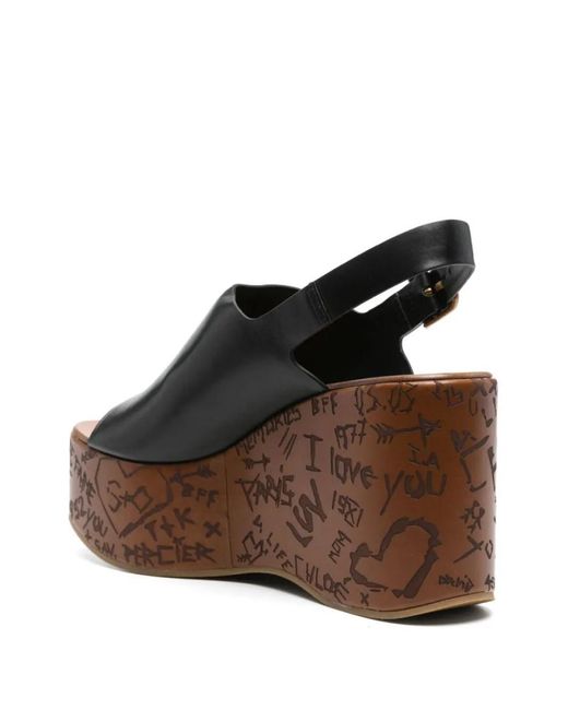 Chloé Brown 80Mm Maxime Wedge Sandals