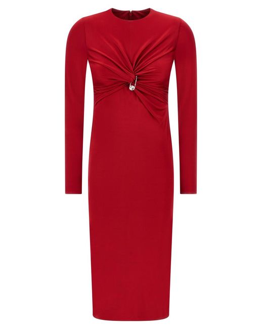 Versace Red Dress With Decorative Draping