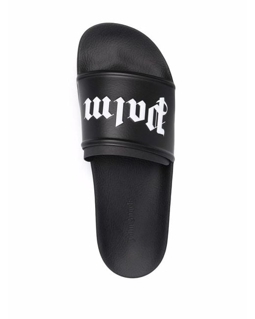 Palm Angels Black Logo Pool Slides for men