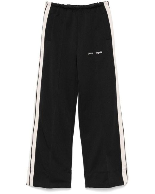 Palm Angels Black Wide-Leg Trousers With Contrasting Stripe Detail