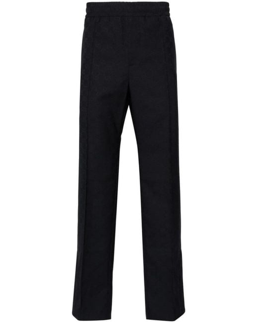 Gucci Blue Jacquard Drawstring Tapered Trousers for men