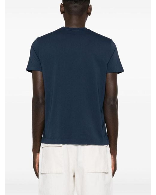 Finamore 1925 Blue Roundneck Solid T-Shirt for men
