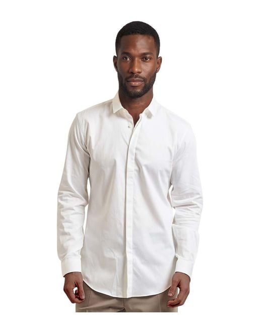 Boss White Regular Solid Shirt for men