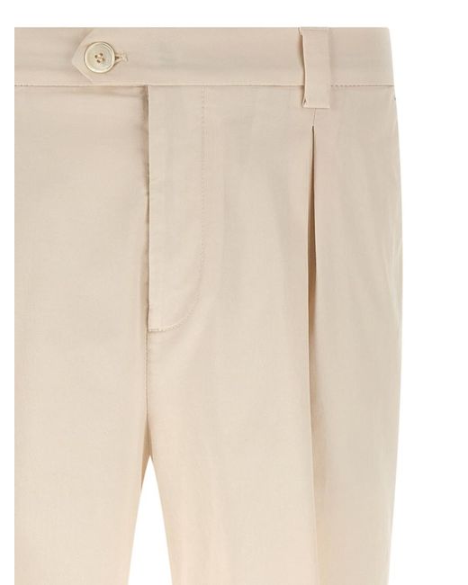 Brunello Cucinelli Natural Regular Flat Front Pants for men