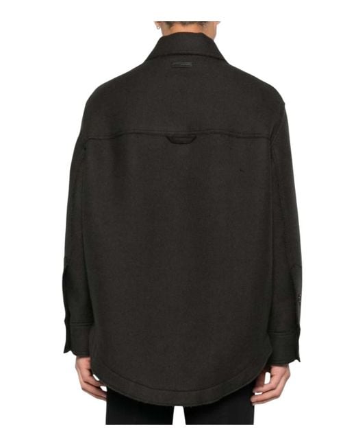 AMI Black Solid Shirt Collar Blazer