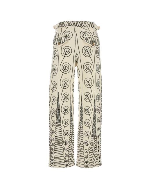 Bode White Embroidered Wool Quillwork Pant for men