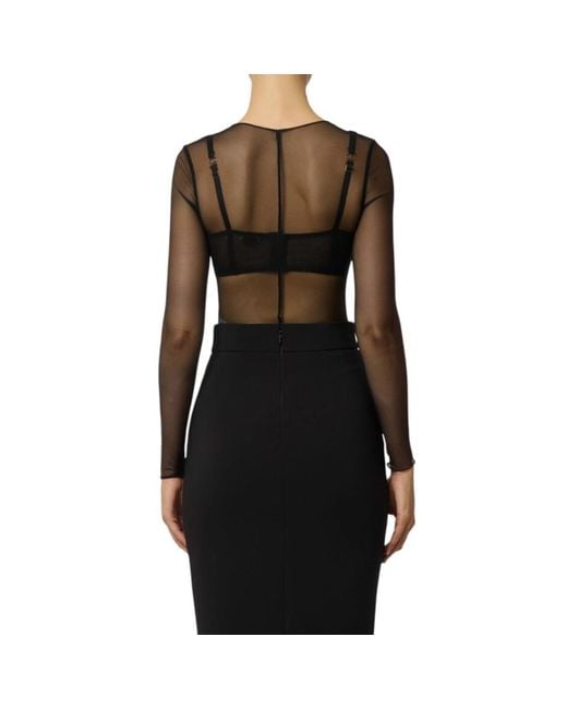 Elisabetta Franchi Black Solid Round Neck Top