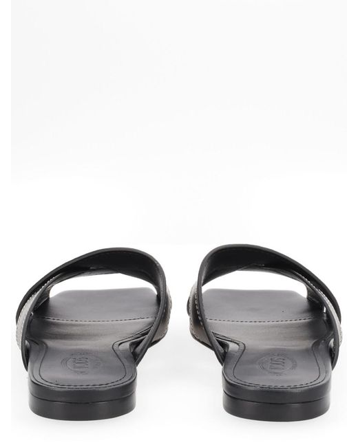 Tod's Black Solid Cross-Strap Flats