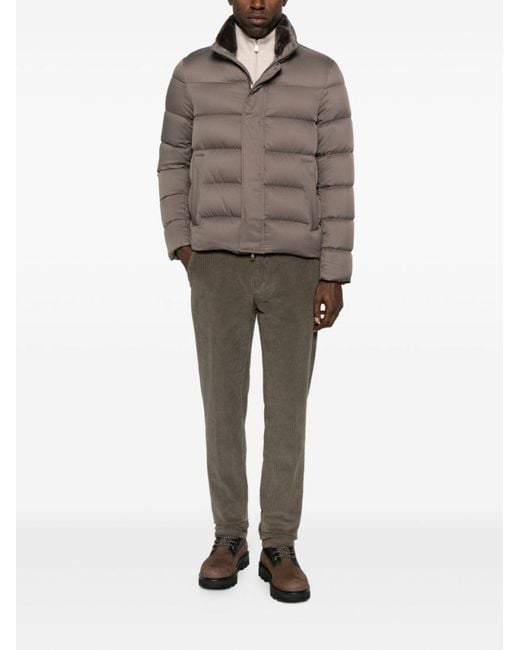 Herno Brown Padded Quilted Jacket With High Collar for men
