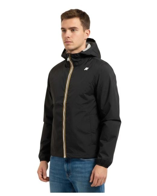 K-Way Black Regular Hood Jacket for men