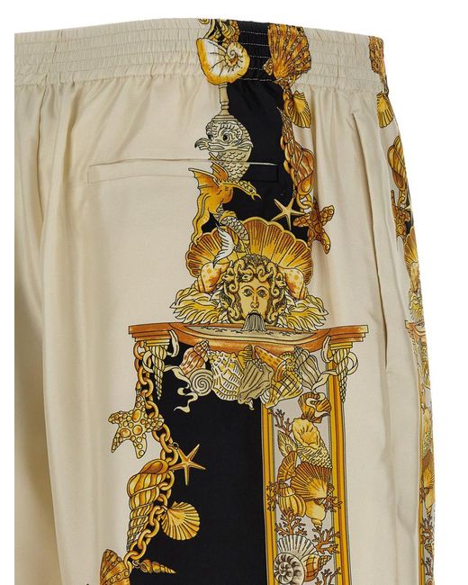 Versace Black Coral Theatre Print Bermuda Shorts for men