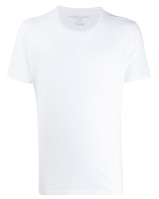 Majestic Filatures White Crewneck Solid T-Shirt for men