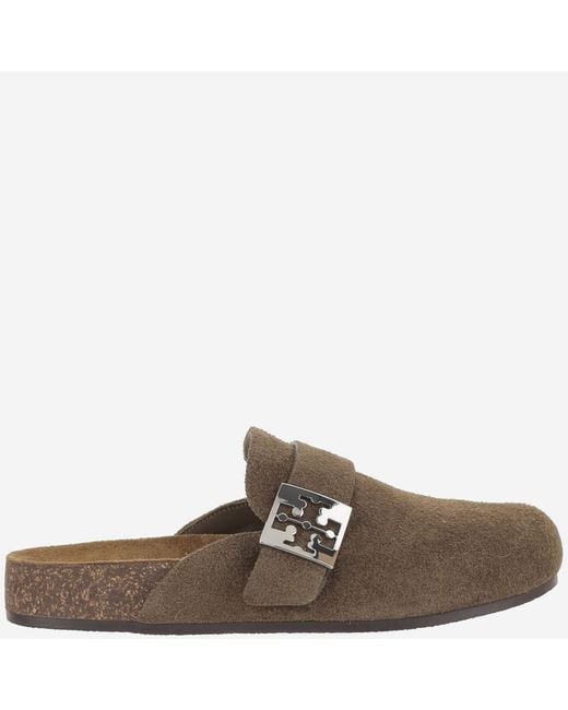 Tory Burch Brown Suede Mules With Ankle Strap