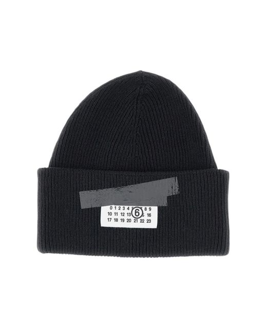 MM6 by Maison Martin Margiela Blue Signature Beanie Hat for men