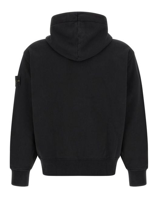Stone Island Gray Solid Hooded Sweatshirt for men