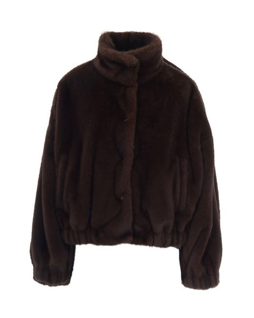 Weekend by Maxmara Black Solid Mock Collar Jacket