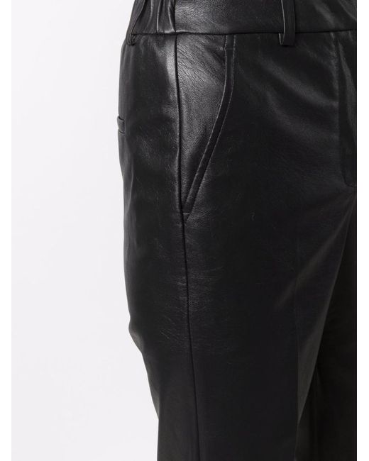 Incotex Black Leather-Finish Trouser