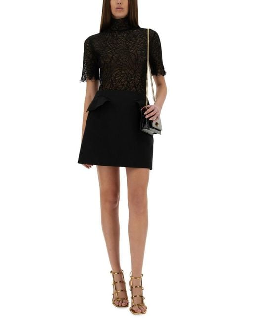 McQueen Black Solid Mini Skirt