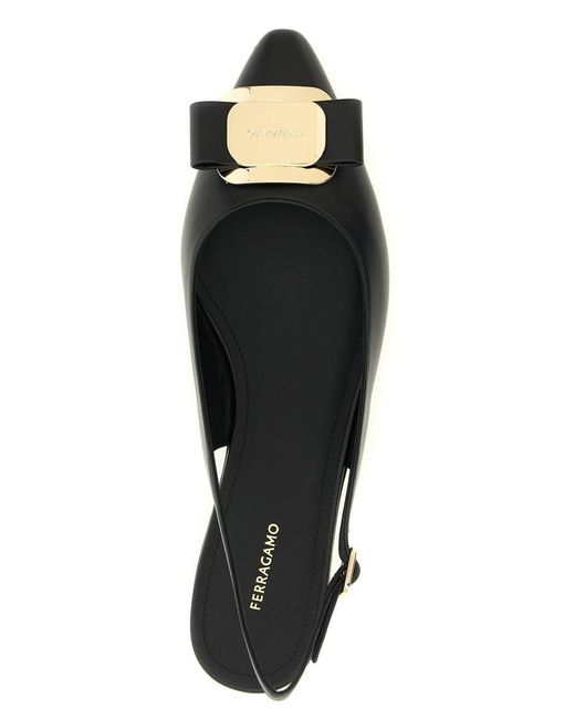 Ferragamo Black Solid Zelmy Flats