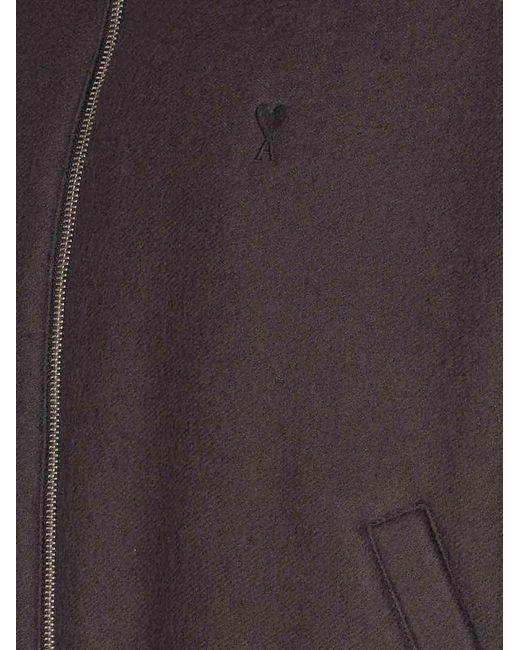 AMI Black Solid Shirt Collar Jacket for men